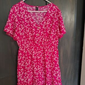 Floral Pink Button-Down Women's Dress